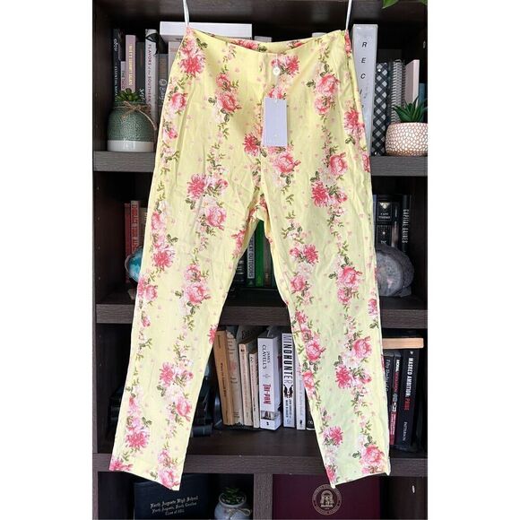 NWT Lalibela Calca Donatello Yellow Floral Pants In Lima Size P/S - Picture 2 of 12